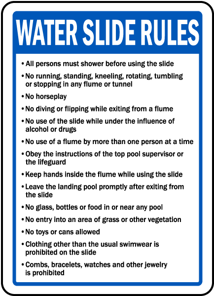 Nevada Water Slide Rules Sign