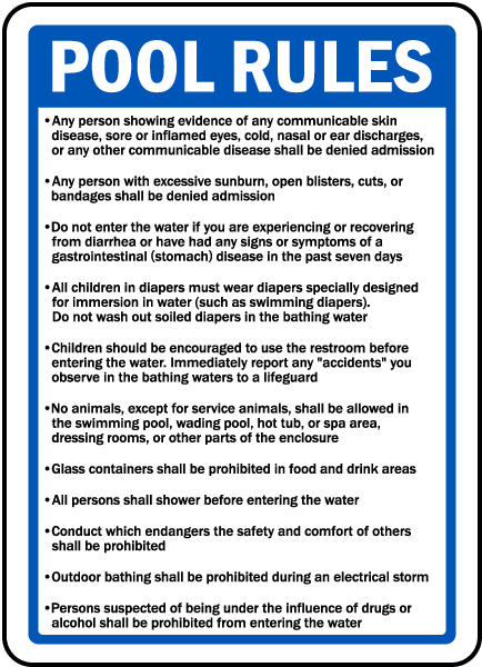 New Jersey Pool Rules Sign