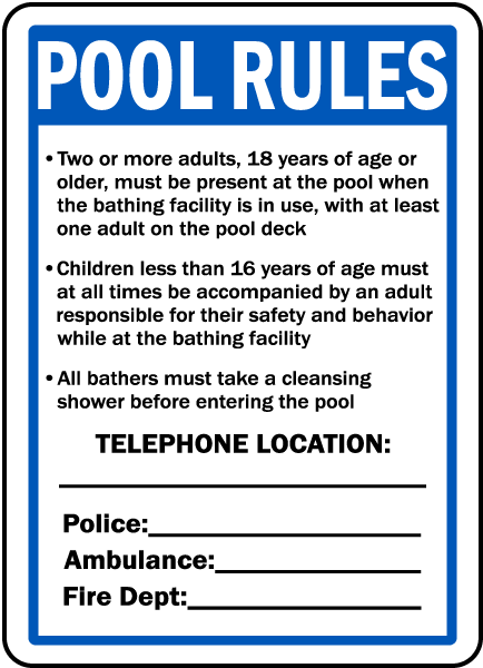 New York Pool Rules Sign