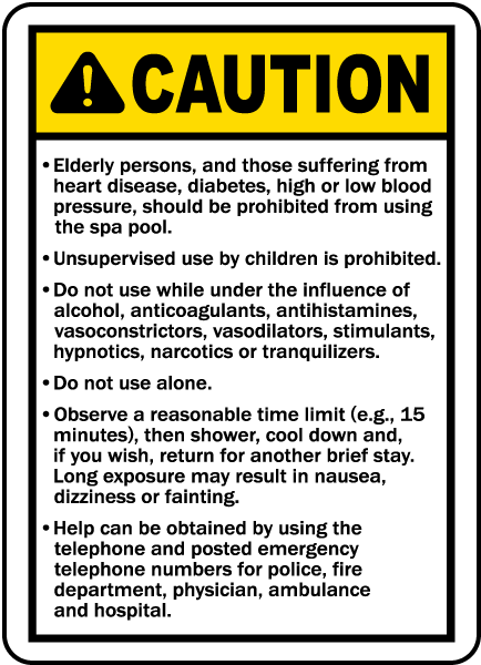 New York Spa Caution Sign