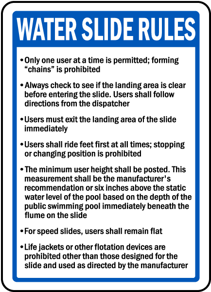Ohio Water Slide Rules Sign