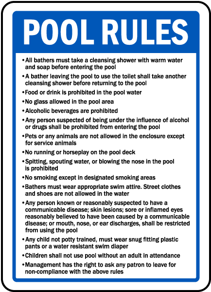 Swimming Pool Rules Sign