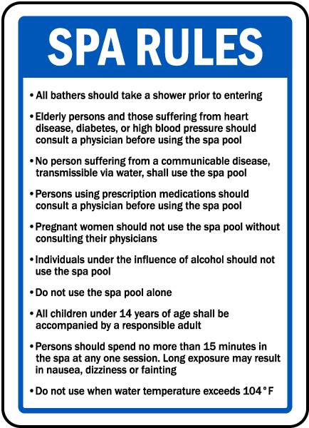 Spa Rules Sign