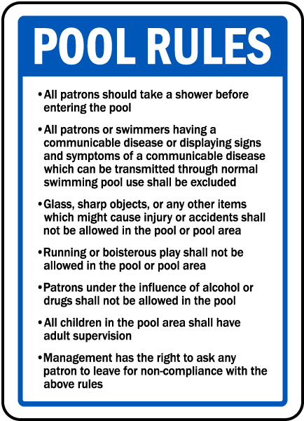 Tennessee Pool Rules Sign