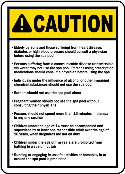 Utah Spa Rules and Warnings Sign