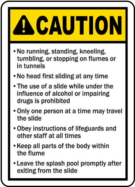Utah Water Slide Rules Sign