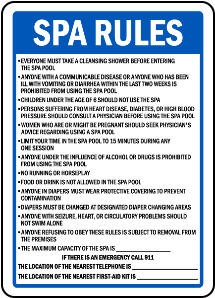 Washington Spa Rules Sign