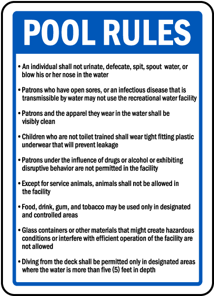 West Virginia Pool Rules Sign
