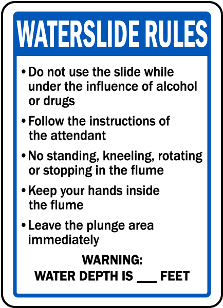 Wisconsin Waterslide Rules Sign
