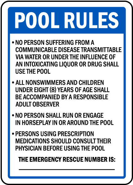 Wyoming Pool Rules Sign