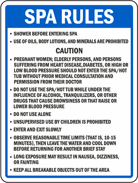 North Carolina Spa Rules Sign