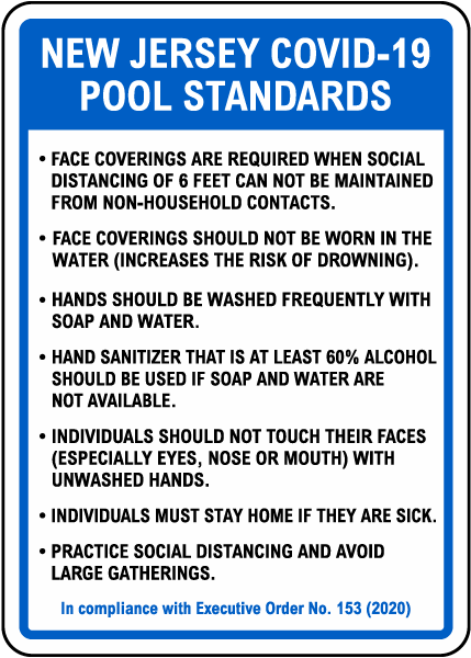 New Jersey COVID-19 Pool Standards Sign