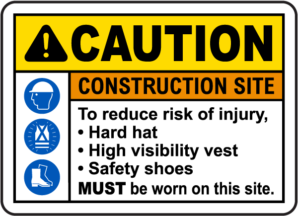 To Reduce Risk of Injury PPE Sign