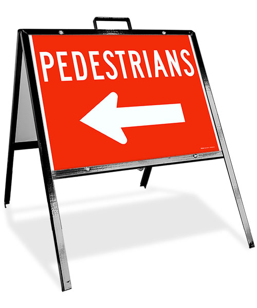 Pedestrians to the Left Sandwich Board Sign
