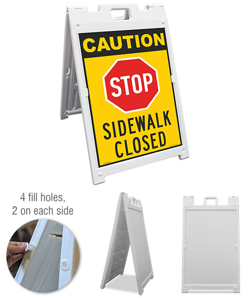 Caution Stop Sidewalk Closed Sandwich Board Sign