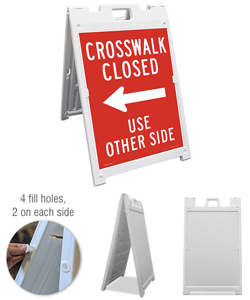 Crosswalk Closed Use Other Side (Left Arrow) Sandwich Board Sign