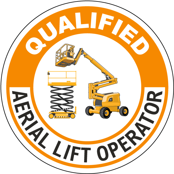 Qualified Aerial Lift Operator Hard Hat Sticker