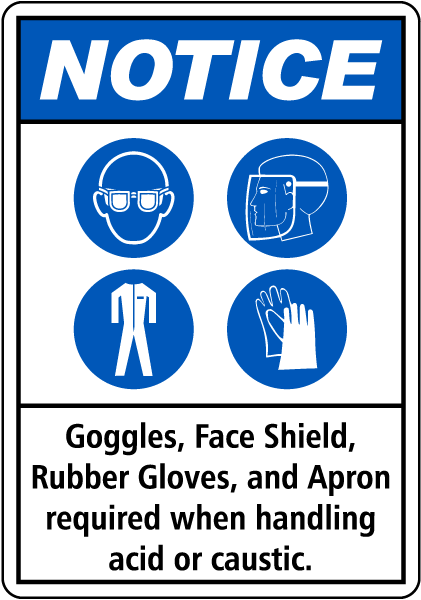 Notice Protective Equipment Required Acid Sign
