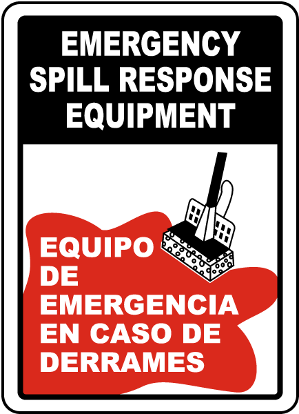 Bilingual Emergency Spill Response Equipment Sign