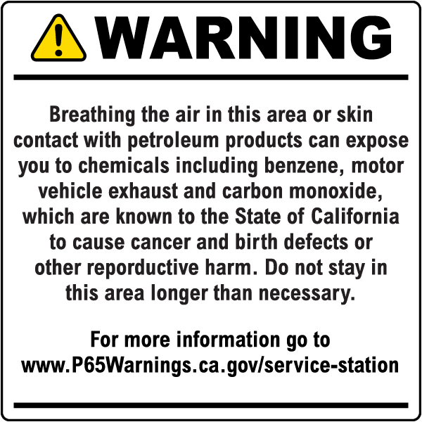 Warning Breathing The Air In This Area Can Expose You To Chemicals Sign