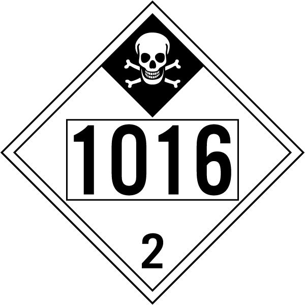 UN # 1016 Inhalation Hazard Class 2 Placard