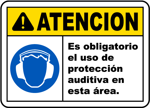Spanish Caution Hearing Protection Required Sign
