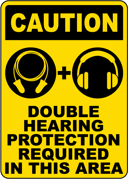 Double Hearing Protection Required Sign