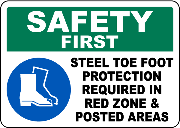 Steel Toe Foot Protection Required Sign
