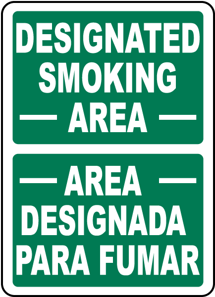 Bilingual Designated Smoking Area Sign