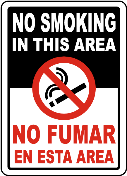 Bilingual No Smoking In This Area Sign