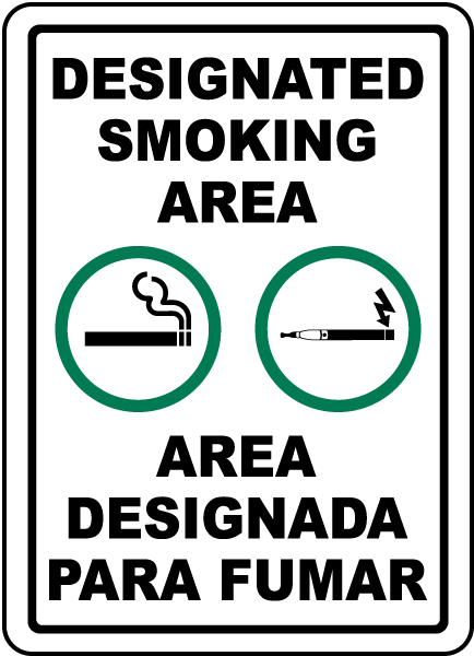 Bilingual Designated Smoking Area Sign