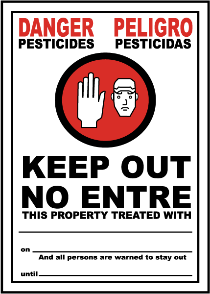 Bilingual Pesticides Keep Out Sign