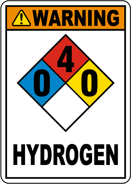 Warning NFPA 0-4-0 Hydrogen Sign