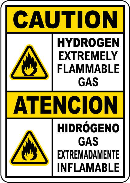 Bilingual Hydrogen Extremely Flammable Sign