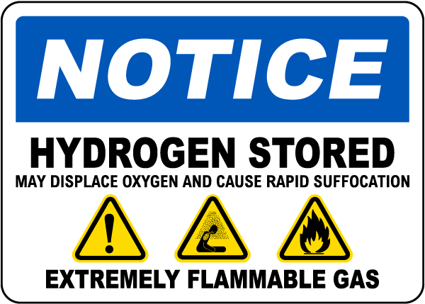 Notice Hydrogen Stored Sign