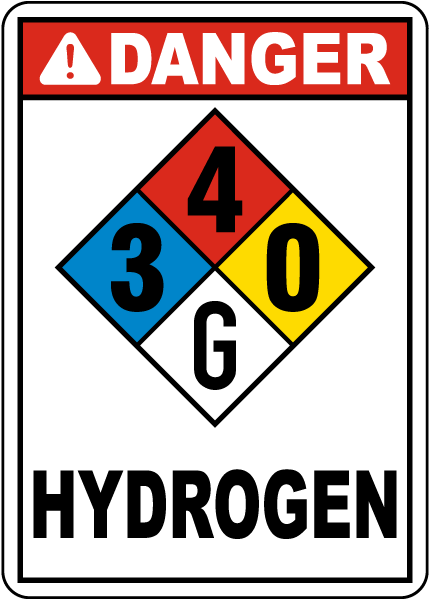 NFPA Danger 3-4-0 -G Hydrogen Sign