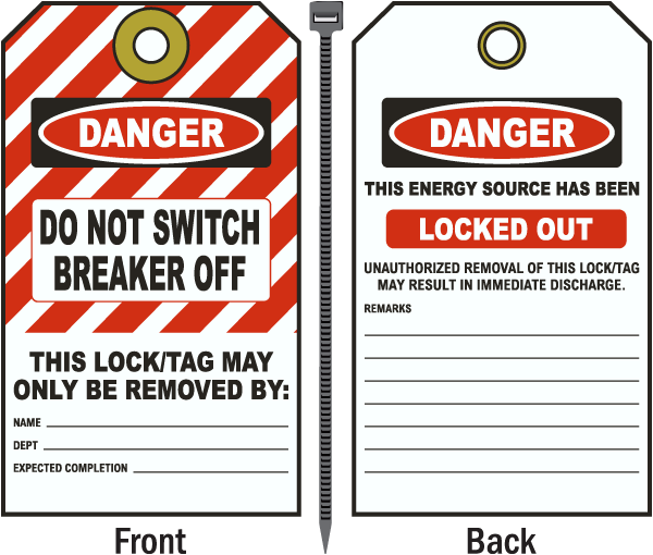 Danger Do Not Switch Breaker Off Tag