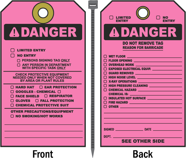 Osha Danger Limited Entry Barricade Tag