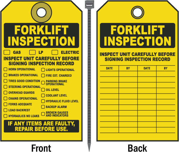 Forklift Inspection Tag