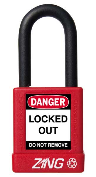 Lockout Padlock,1.5" Shackle, Red, Keyed Different