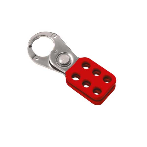 Lockout Hasp, Steel, Red -1" Diameter