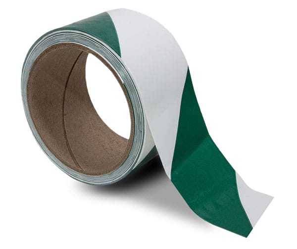 White / Green Striped Floor Tape
