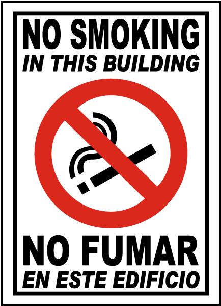 Bilingual No Smoking In This Building Sign