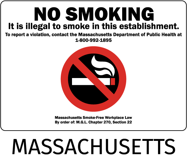 Massachusetts No Smoking Sign