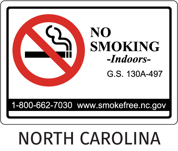 North Carolina No Smoking Sign