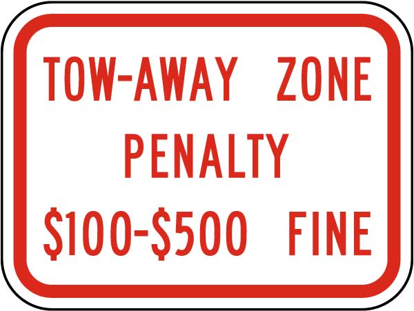 Virginia Tow Away Zone Penalty Sign
