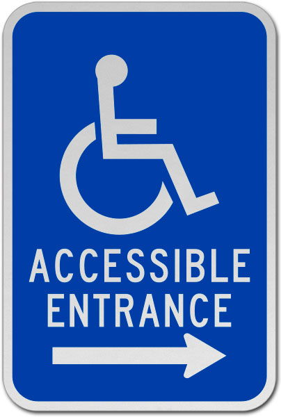 Accessible Entrance Sign (Right Arrow)