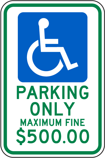 Ohio Handicap Parking Max Fine $500 Sign