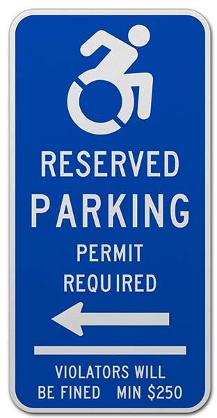 Connecticut Handicap Parking Sign (Left Arrow)