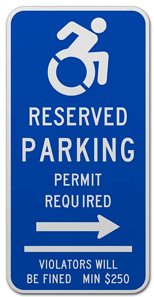 Connecticut Handicap Parking Sign (Right Arrow)